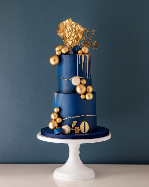 Navy Blue Cake Topper Flowers Set - Rinlong Flower