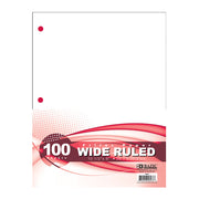 Binder Paper Wide-Ruled 100-Count for 3-Ring Binder 10.5 in x 8 in