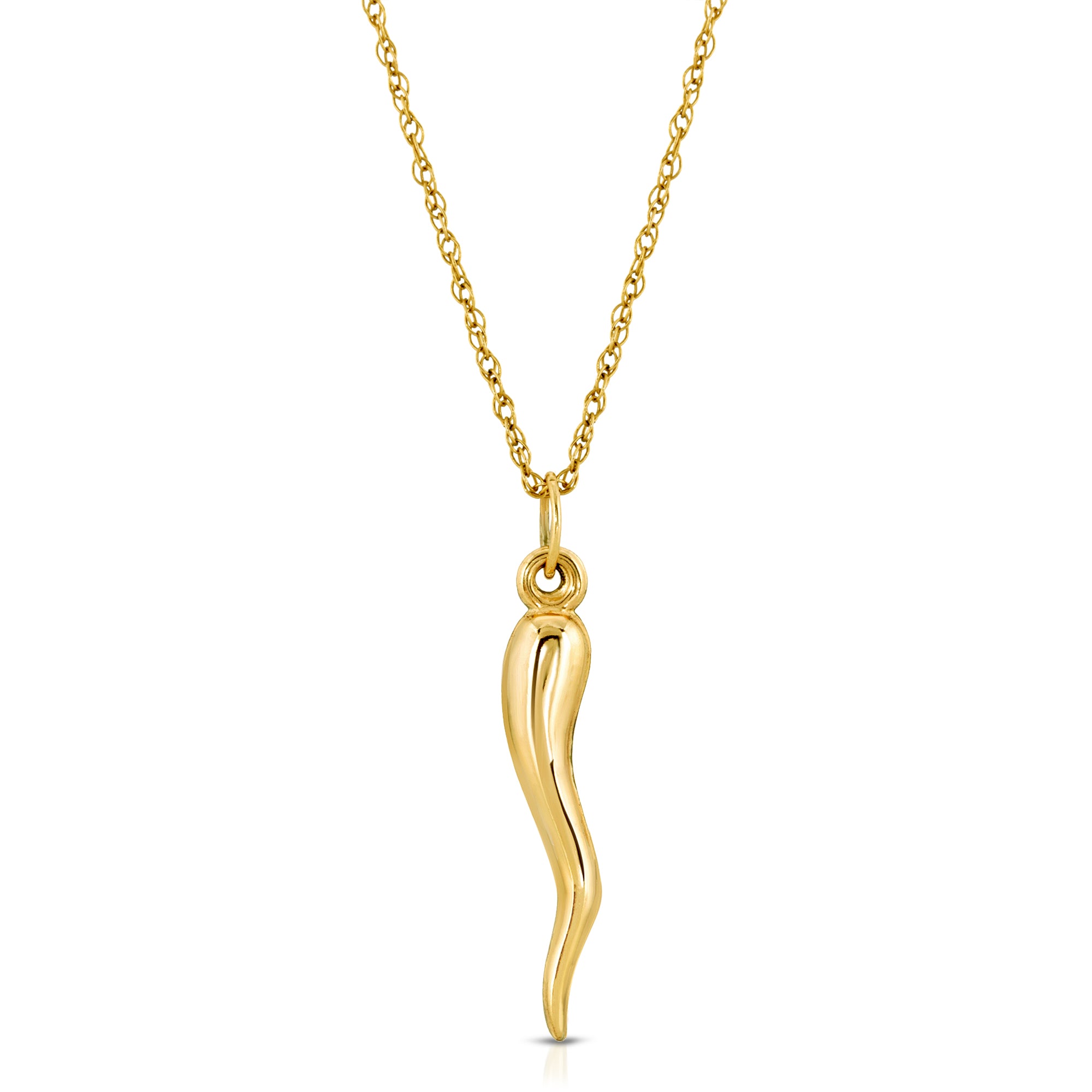 Italian Cornicello Horn Pendant Charm in Solid Gold | Takar Jewelry