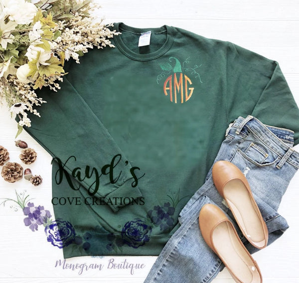 pumpkin monogram sweatshirt