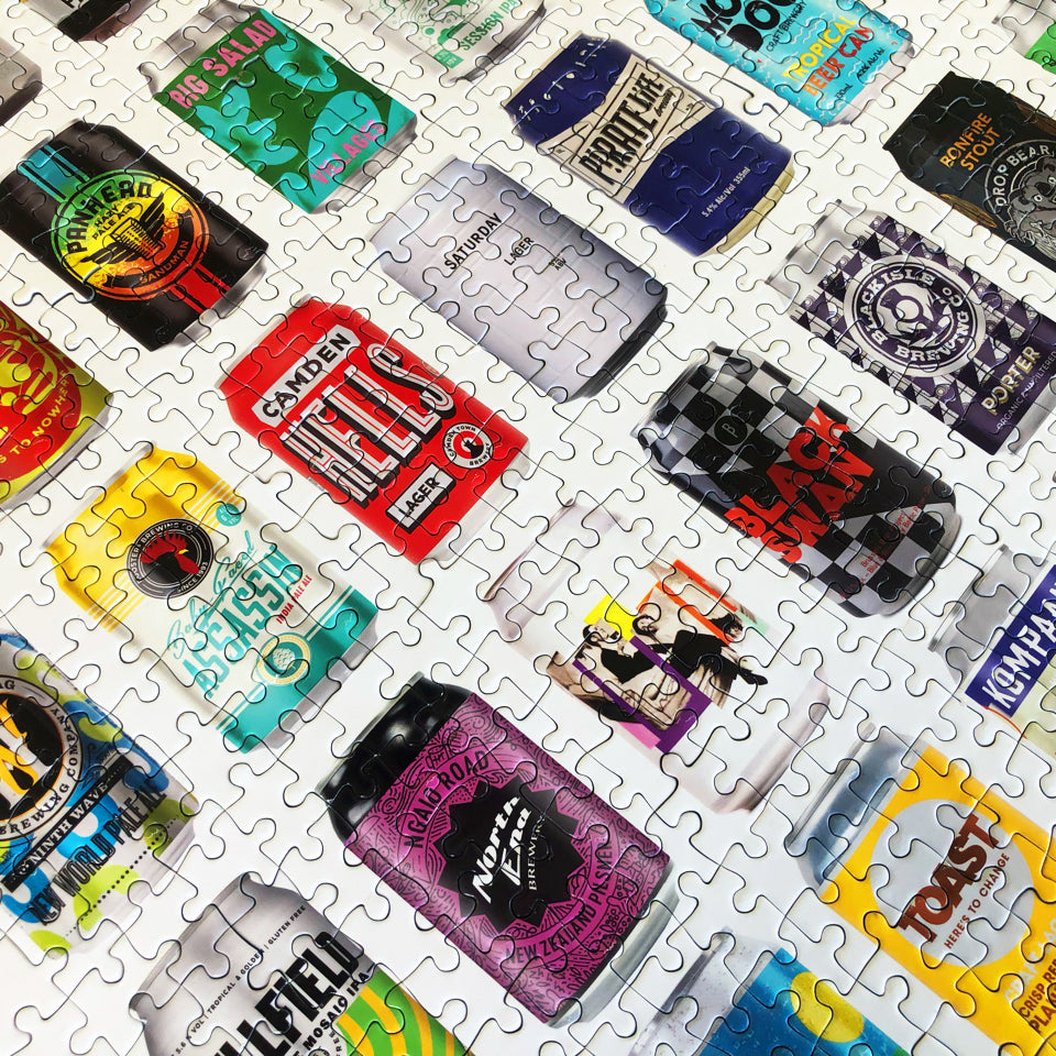 Puzzle made up of beers and craft beers