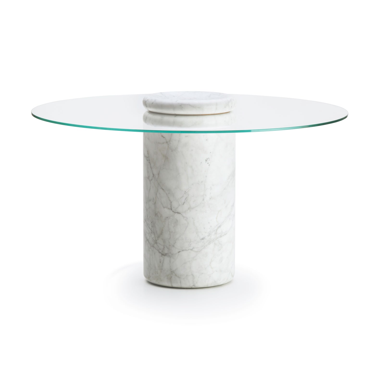Karakter_Castore_Dining_Table_Bianco_Carrara_Clear_Glass_130cm_Packshot_Front_CloseUp.jpg__PID:0d5122c0-d138-41b5-a843-ed23949597c4