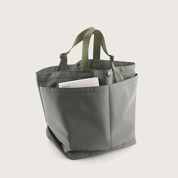 MID CARRY-ALL TOTE - KHAKI GREEN NYLON TWILL – BAGSINPROGRESS New York