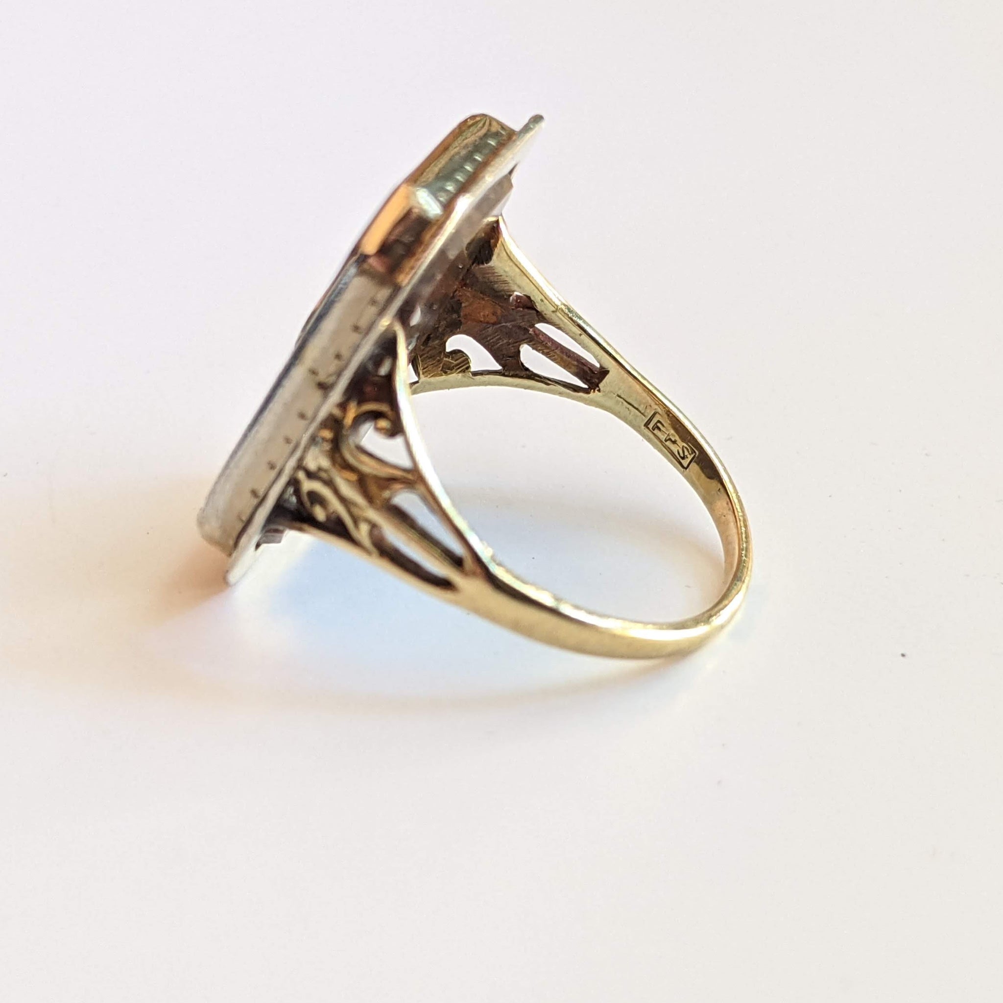 Art Deco 14k Gold Petrified Wood + Diamond Ring – Witchy Vintage