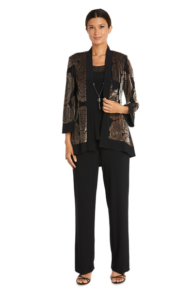 Three Piece Pant Suit with Sheer Inserts, Beading and Diamante - Plus – R&M  Richards