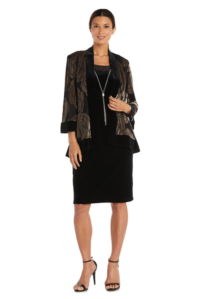 Two Piece Floral Velvet Jacket and Dress Set - Plus – R&M Richards