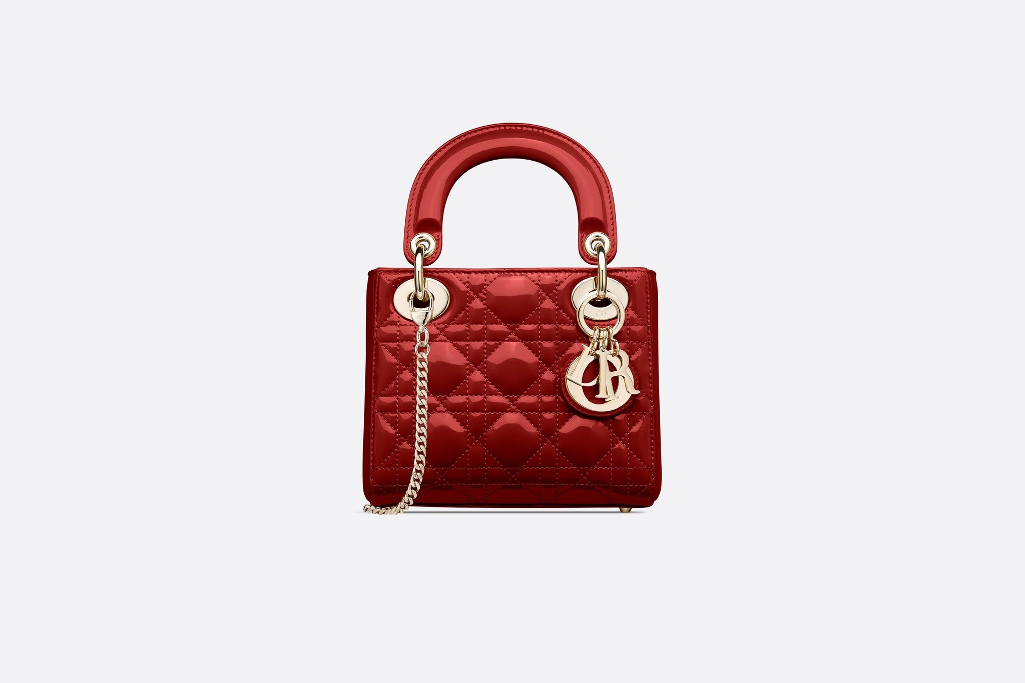 Mini Lady Dior Bag  Cherry Red Cannage Patent Calfskin  Dior Couture UAE