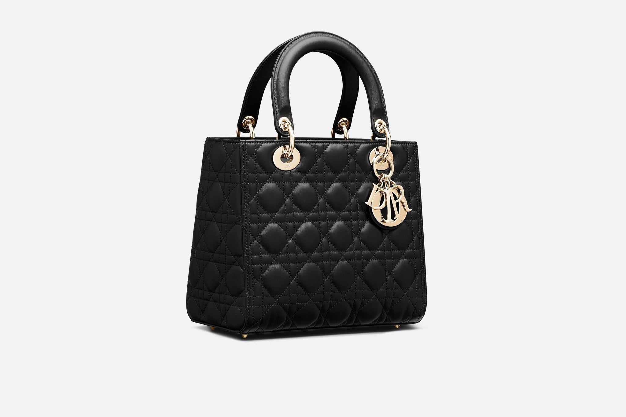 Medium Dior Caro Bag Black Supple Cannage Calfskin  DIOR