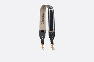 Shoulder Strap with Ring • Blue 'Christian Dior' Embroidery