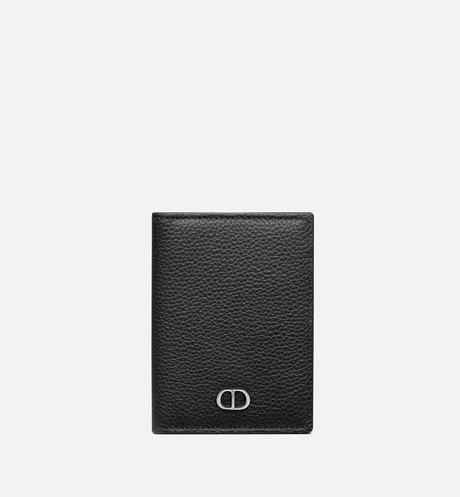 Wallet with Bill Clip Black Grained Calfskin with CD Icon