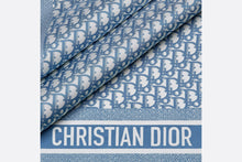 Load image into Gallery viewer, Dior Oblique Diortwin Square Scarf • Cornflower Blue Silk Twill
