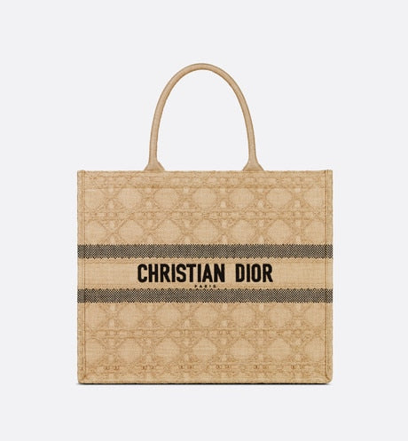 Medium Dior Book Tote Natural Cannage Raffia (36 x 27.5 x 16.5 cm