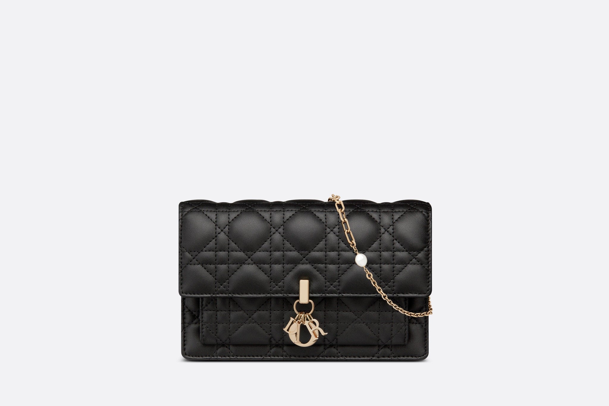 CHRISTIAN DIOR Lambskin Cannage Studded Dioraddict Wallet on Chain Clutch  Nude 344254  FASHIONPHILE