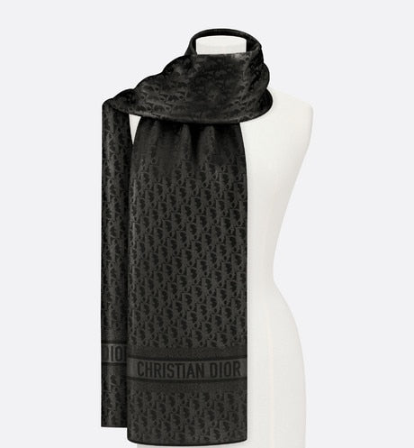Dior Oblique Shawl Black Silk Blend with Metallic Thread