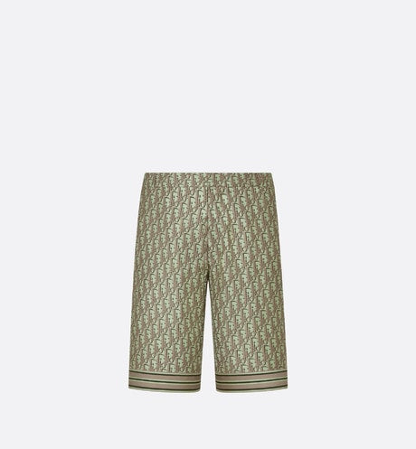 Dior Oblique Bermuda Shorts • Khaki Silk Twill