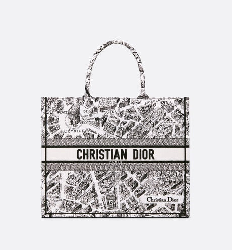 Christian Dior BOOK TOTE 2023-24FW MEDIUM DIOR BOOK TOTE Plan de Paris  Embroidery Beige