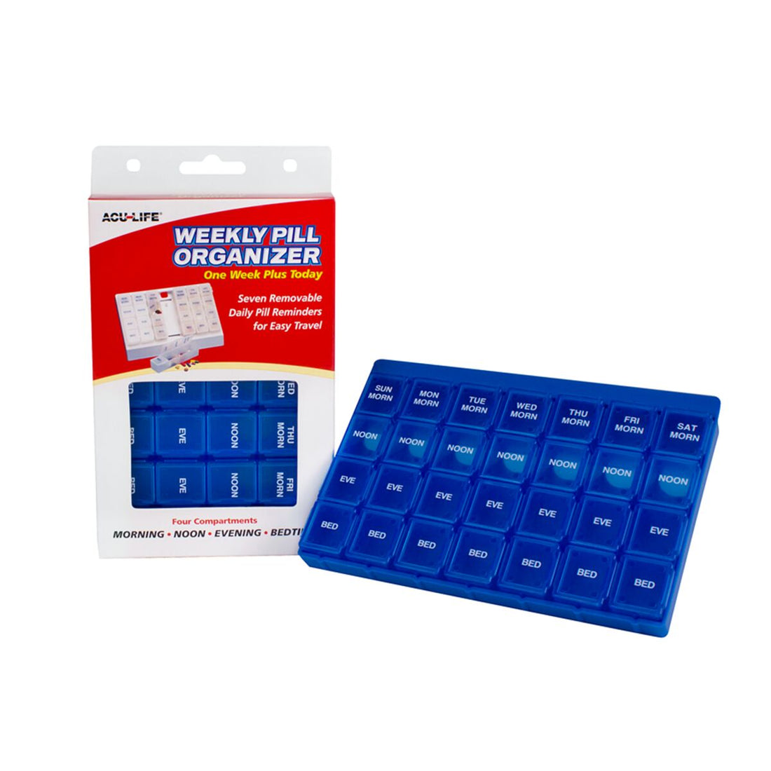 Pill Dispenser - Accutab - Weekly - Up to 3 Times Per Day - Large Capacity Pill  Organizer <br>With