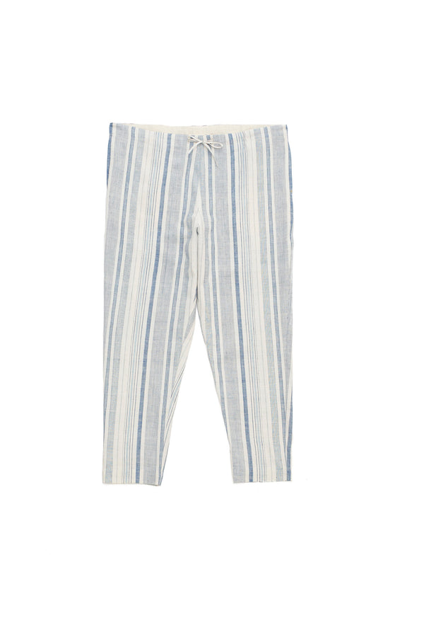 Indigo Striped Organic Cotton Drawstring Tapered Pants – 11.11