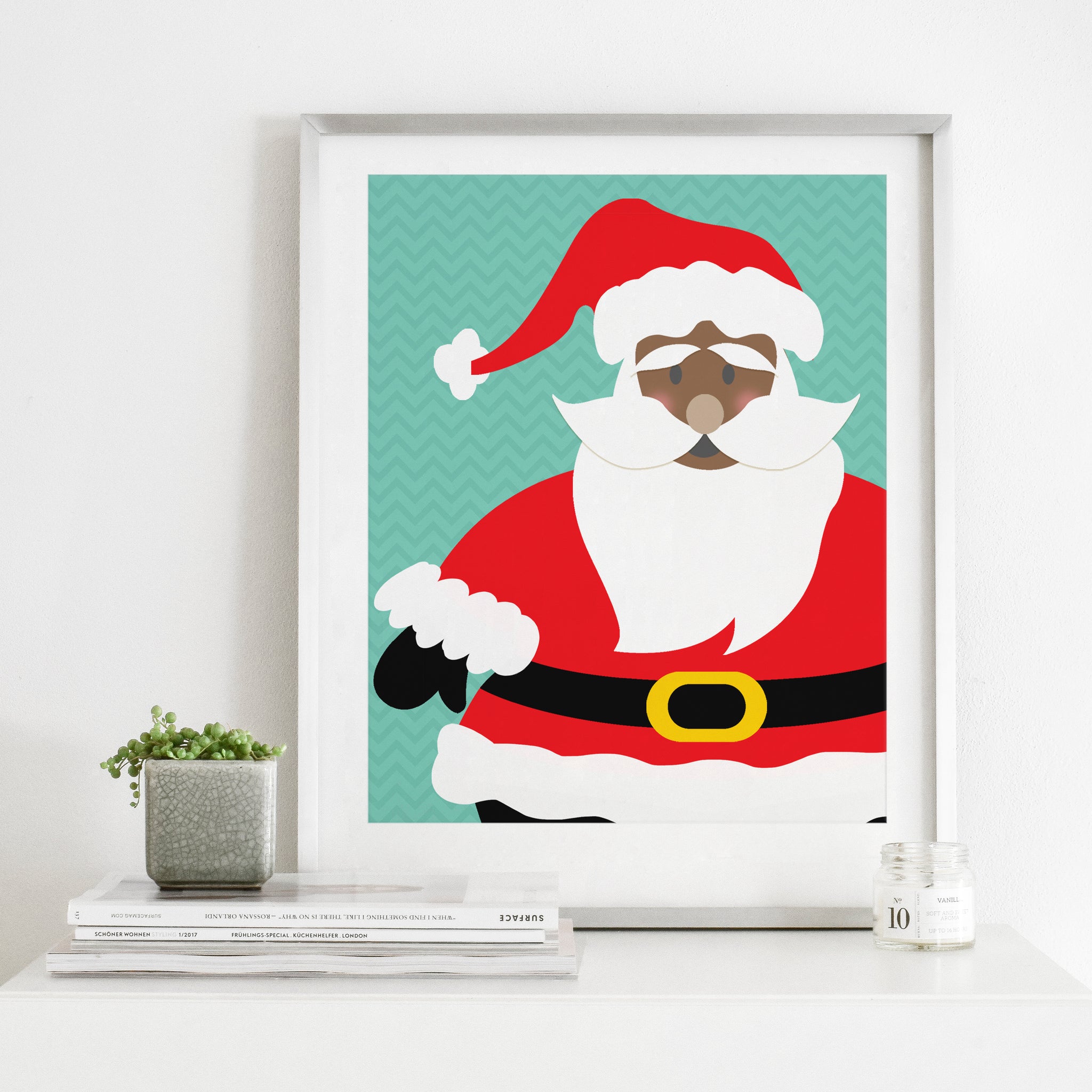 Black Santa Claus Instant Download Christmas Wall Art Print