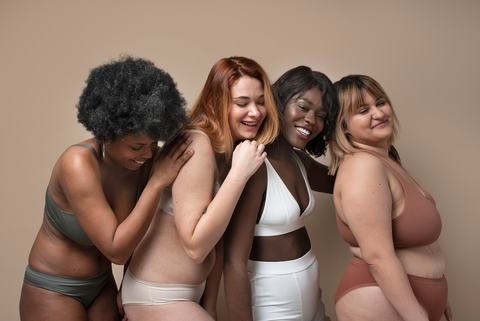 Four women with different body shapes