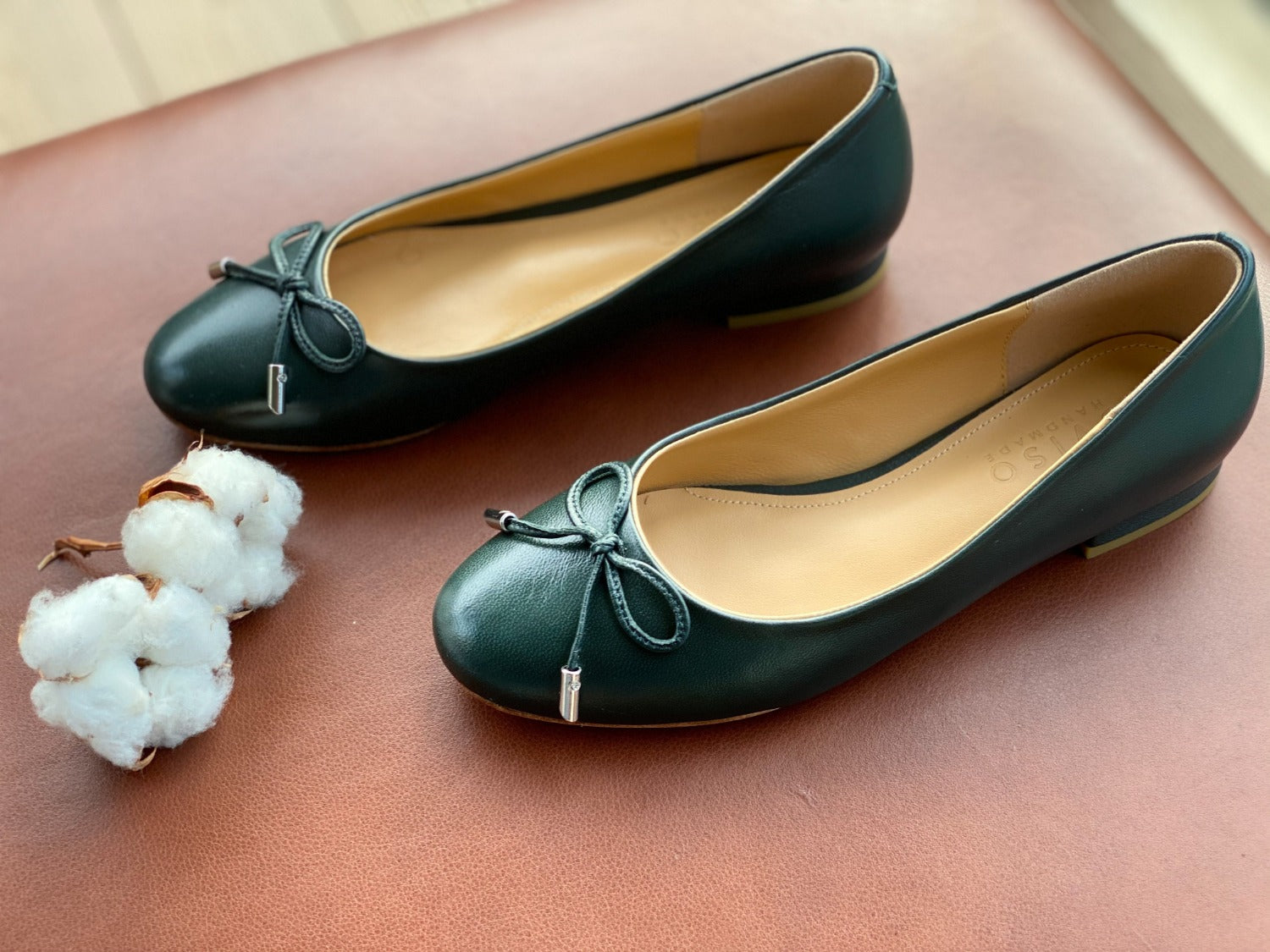 Dark Juniper Green Ballet Flats – Oviso 