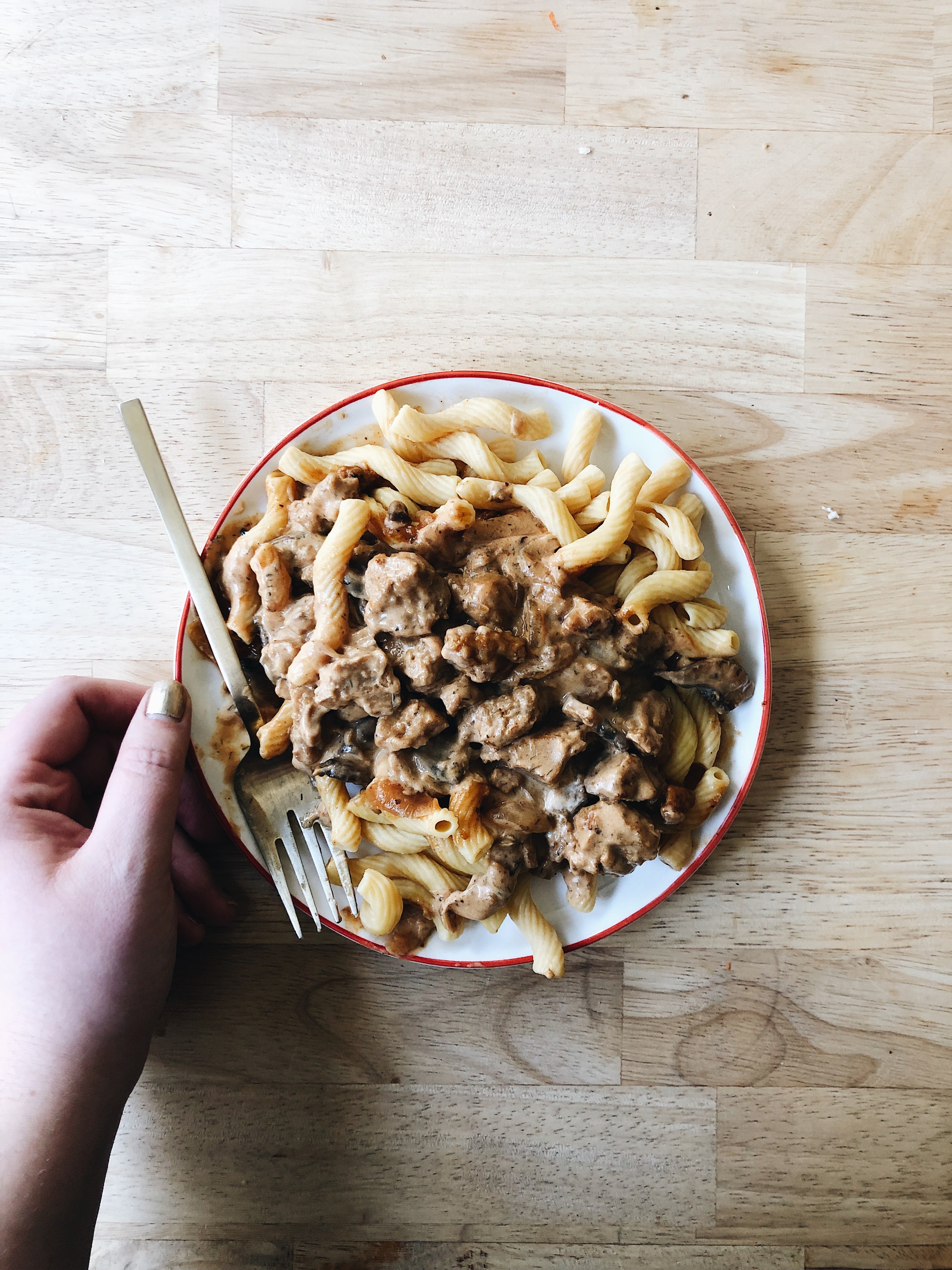 vegan beef stroganoff