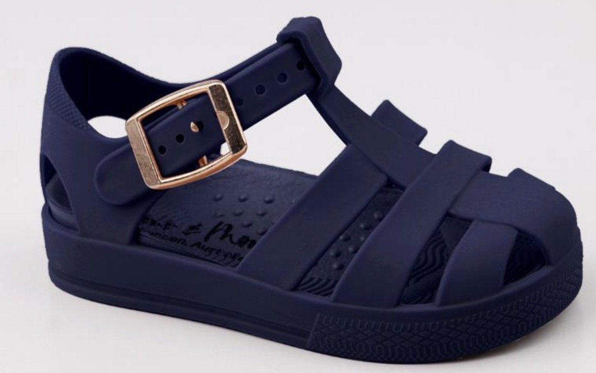 navy blue jelly sandals