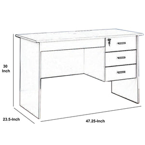 Modern Office Desk With Three Locking Drawers White Granjeur