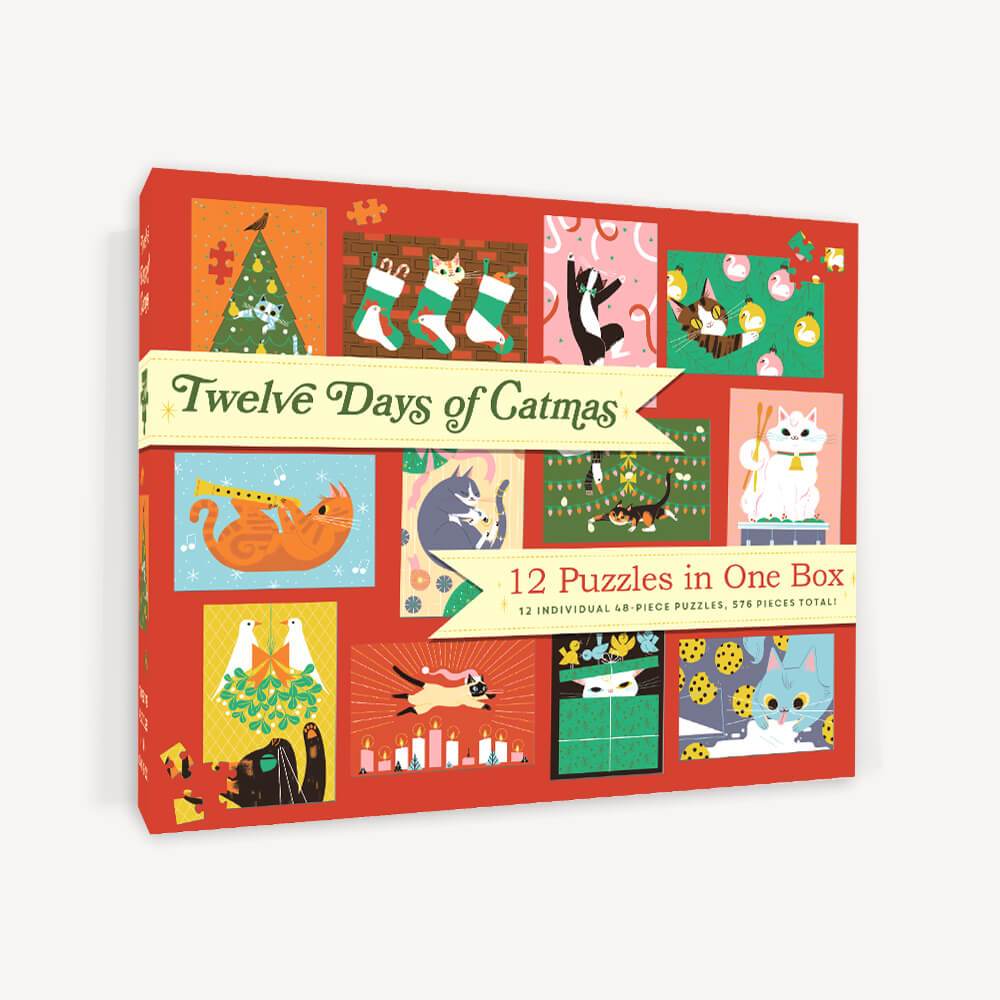 12 Puzzles In One Box Twelve Days Of Catmas Chronicle Books