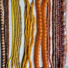 Orange and Yellow Beads - wood beads, recycled glass beads, peachy stones