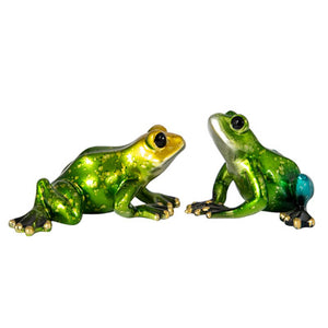 Metallic Looking Green Frogs 4"  Set     WW-576-4