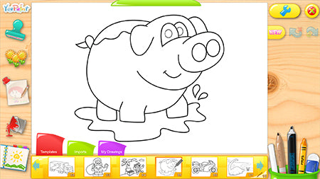 image of keyline drawing of a pig - YouPaint software from Genee