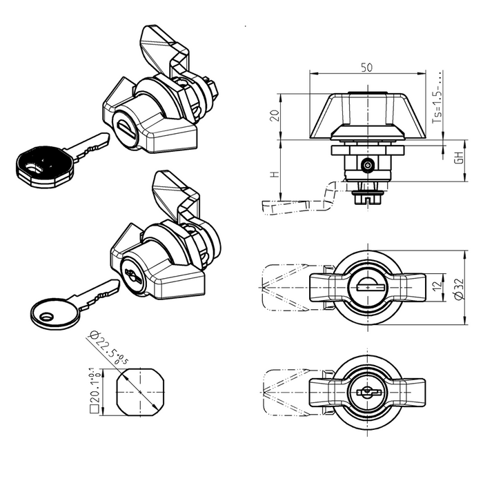 1000 U150 Ph Emka Locking Stainless Steel Keyed Ek333 Winghandle Steel City Supply