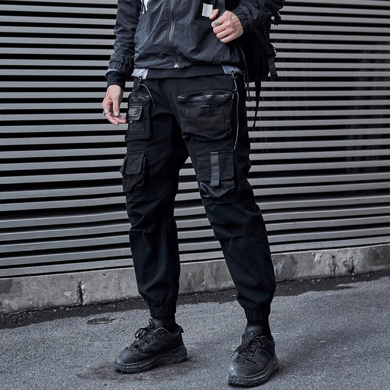 INFINIT Frizz Black Cargo Pants for Mens, Hip hop pants pocket oversiz –  INFINIT STORE