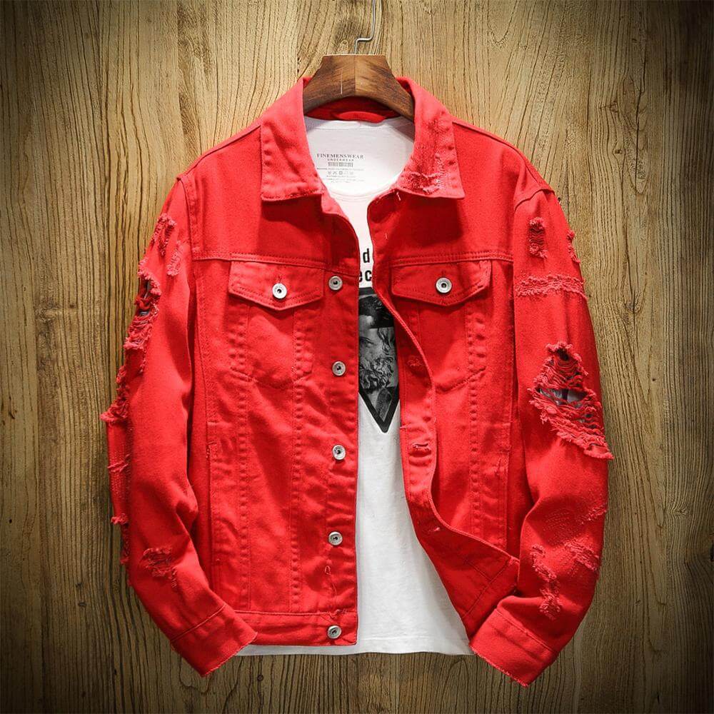 Buyr.com | Denim | PAIGE Men's Scout Denim Jacket, Vintage RED Velvet, M