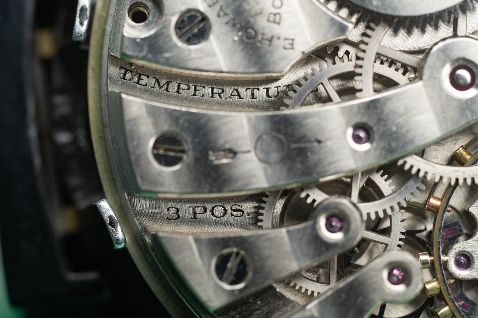 Vintage pocket watch adjustment engravings