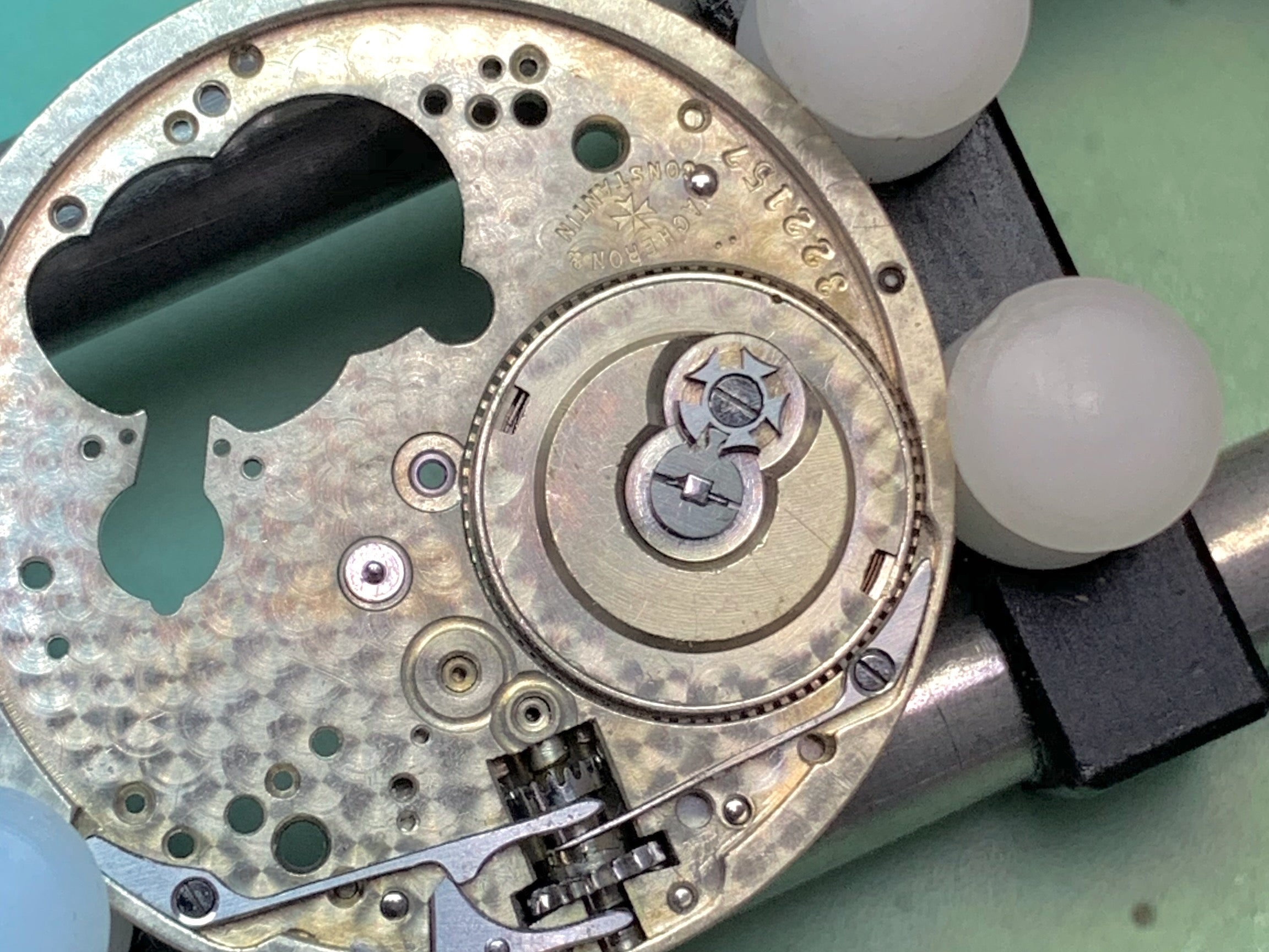 Geneva stopwork in a vintage Vacheron Constantin pocket watch movement