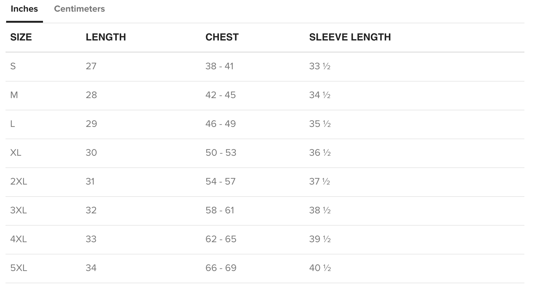 us hoodie size chart