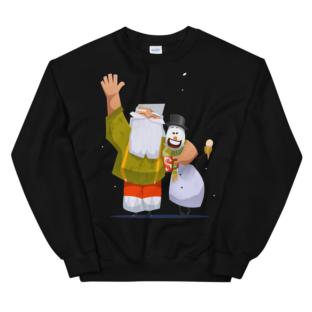 Santa and Snowman Crew Neck Sweatshirt for Women