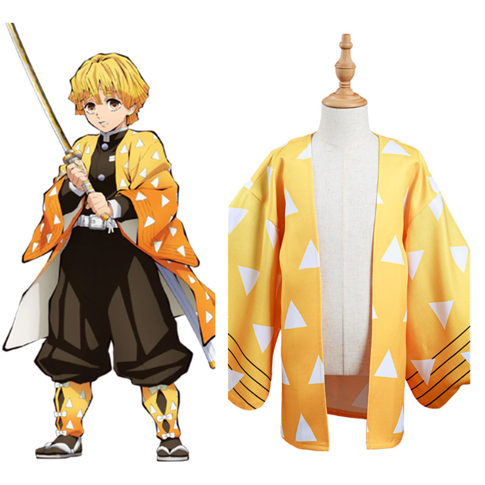 Kids : Kimetsu no Yaiba Children Kimono Coat Agatsuma Zenitsu Cosplay ...