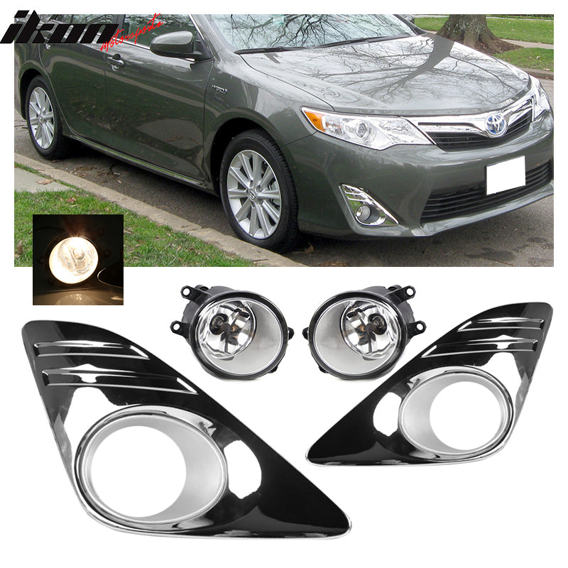 Fog Lights Compatible With 2007-2009 Toyota Camry, Front Bumper Clear Fog  Lamps With Chrome Bezel by IKON MOTORSPORTS – Ikon Motorsports