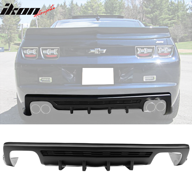 Rear Bumper Diffuser Compatible With 2010-2013 Chevy Camaro ZL1 Models  Only, IKON Style PP Unpainted Black Shark Fin Chin Lip Spoiler By IKON  MOTORSPORTS – Ikon Motorsports