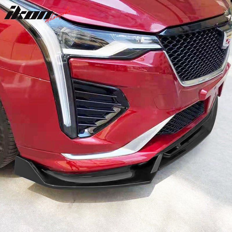 FREEMOTOR802 Compatible with 2020-2024 Cadillac CT5 3PCS Front Bumper Lip,  Front Bumper Lip Spoiler Splitter Kit IKON Style PP Polypropylene Carbon