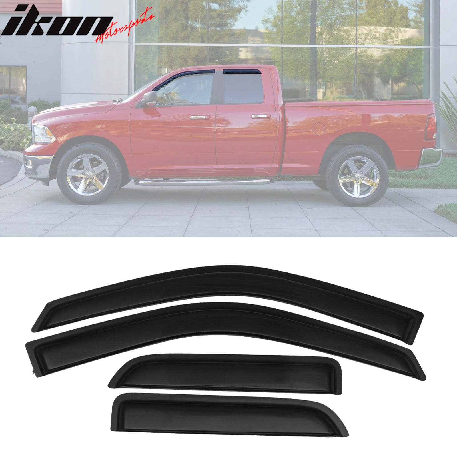 IKON MOTORSPORTS Tape On External Window Visors, Compatible With