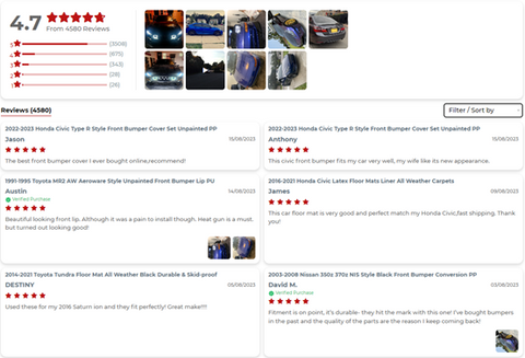 customers review for auto parts