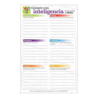 Healthy Grocery Shopping List Spanish Notepads Nutrition Education Visualz