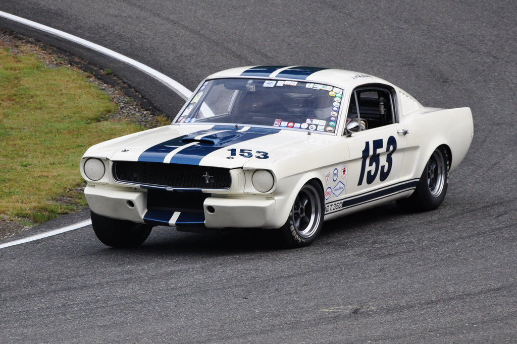 Shelby Gt350 on track. The beginning of Mustang race history! Photo Jim Culp