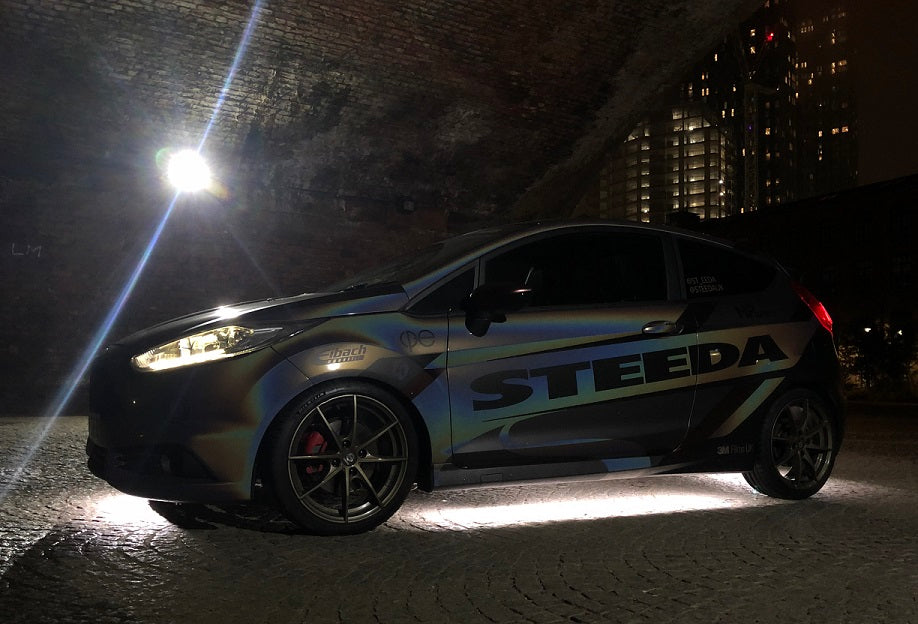 Bringing back the underglow -  Steeda Fiesta ST Wrapped by 3M at night