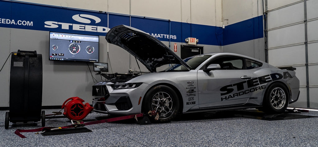 Steeda S650 GT Mustang on the dyno for intial development testing