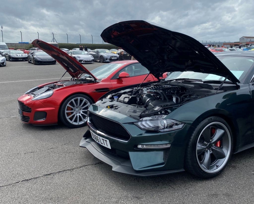 Steeda Steve McQueen and Callum 25 Aston at Donnington Secret Supercar Show 2020